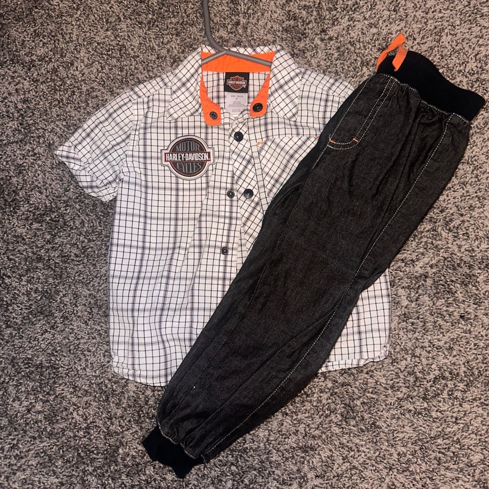 Harley-Davidson Checkered Shirt with Black Joggers